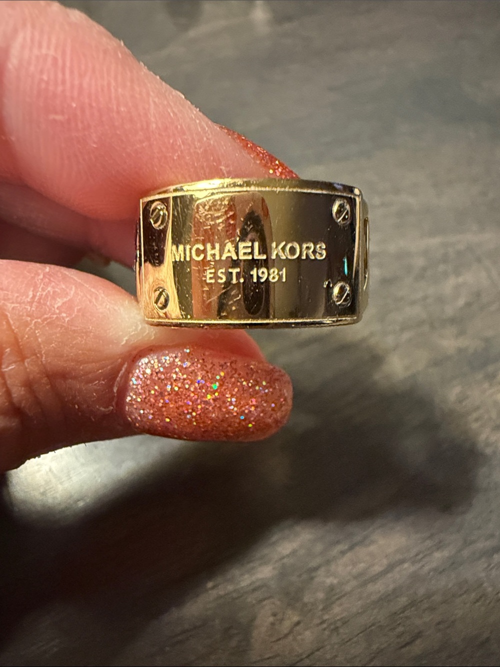 Michael Kors Gold Plaque Logo Ring